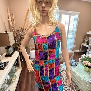 Adrienne Vittadini Multicolor Sequin Embellished Dress